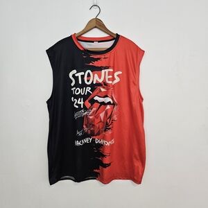 Stones Tour '24 Red and Black Sleeveless Jersey Shirt